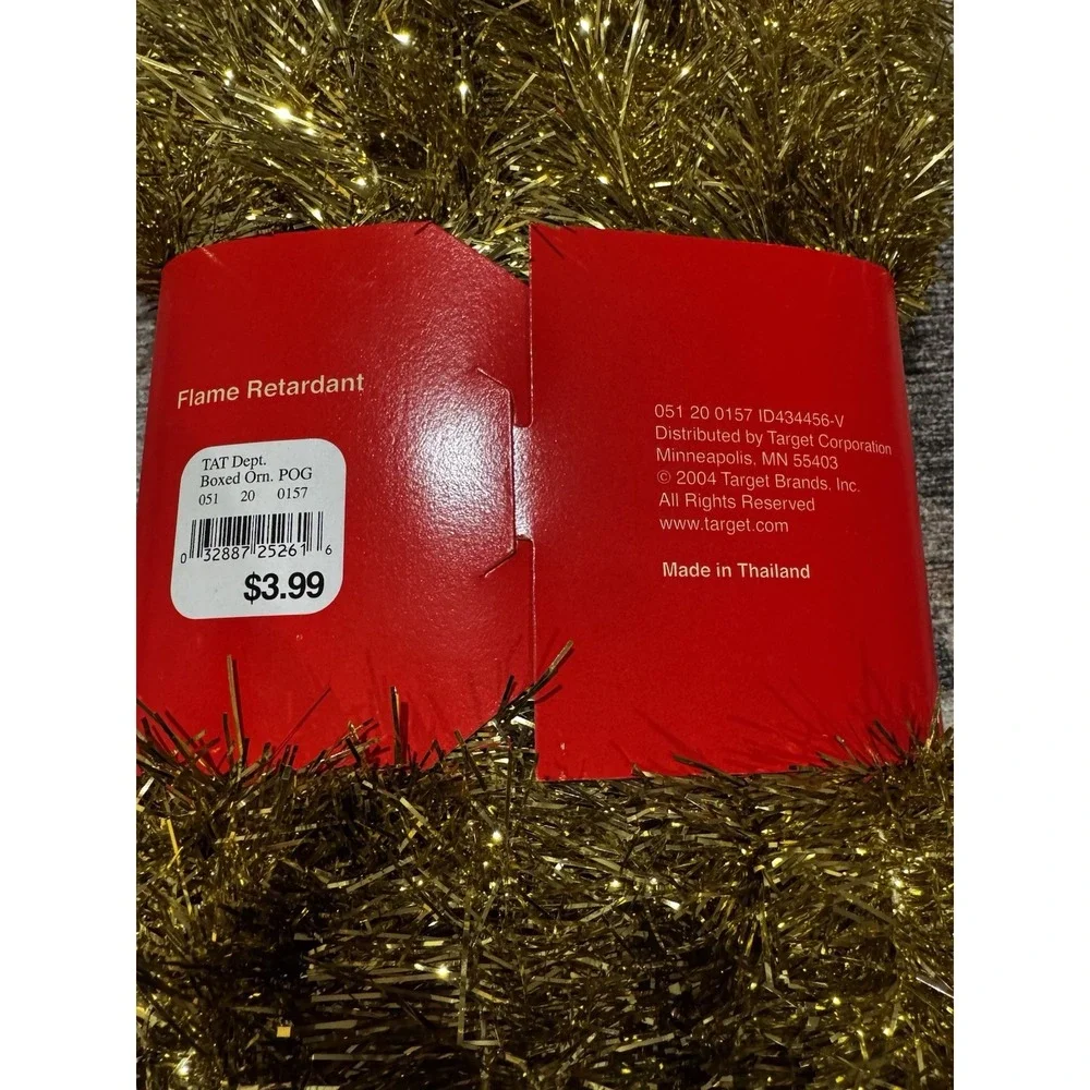 2004 Gold Tinsel Christmas Garland From Target Brand New. 60 Ft